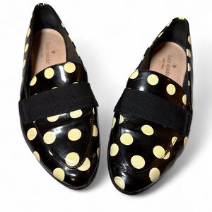 Kate Spade New York Corina loafers in black/white polka dot patent leather